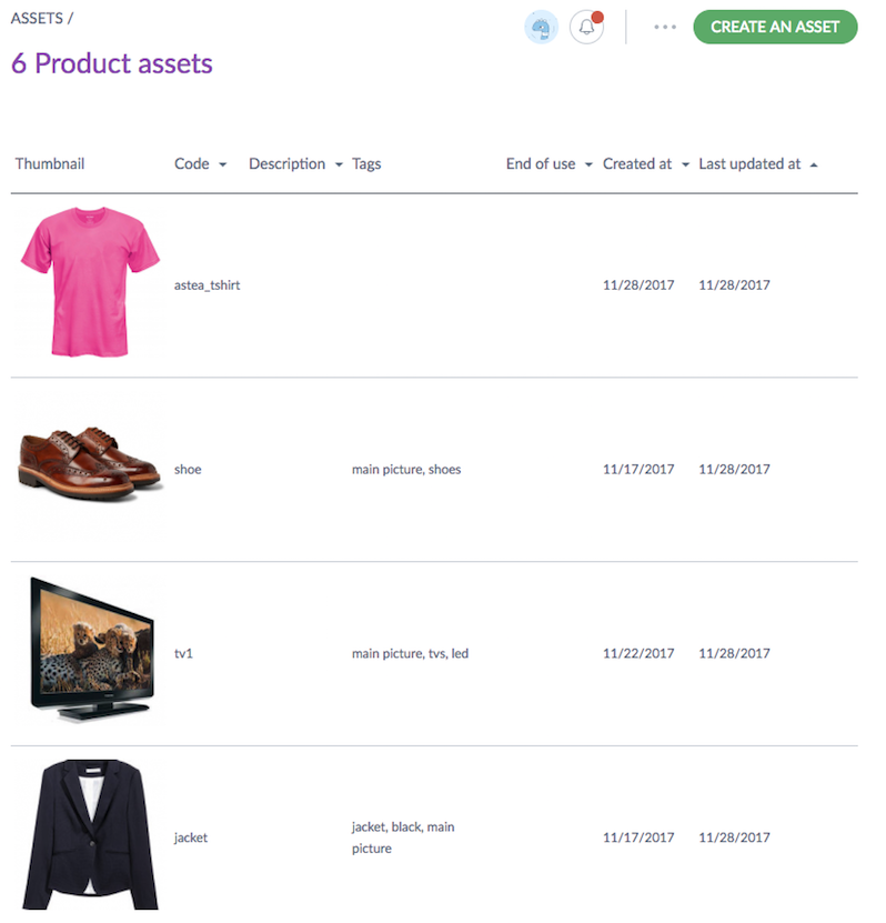 Assets in the Akeneo UI